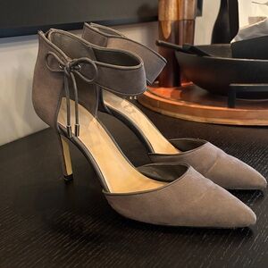 Saks Fifth Avenue Women's Pointed Ankle-Strap Heels in Grey